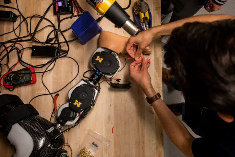 Research lab with robotic leg systems